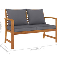 3-tlg. Garten-Lounge-Set mit Auflagen Massivholz Akazie