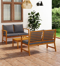 3-tlg. Garten-Lounge-Set mit Auflagen Massivholz Akazie