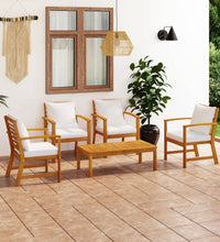 5-tlg. Garten-Lounge-Set mit Auflagen Massivholz Akazie