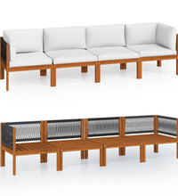 4-Sitzer-Gartensofa mit Kissen Massivholz Akazie