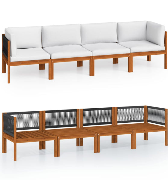 4-Sitzer-Gartensofa mit Kissen Massivholz Akazie