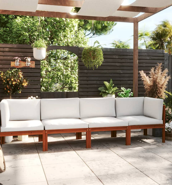 4-Sitzer-Gartensofa mit Kissen Massivholz Akazie