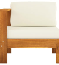 3-Sitzer-Gartensofa mit Cremeweißen Auflagen Massivholz Akazie