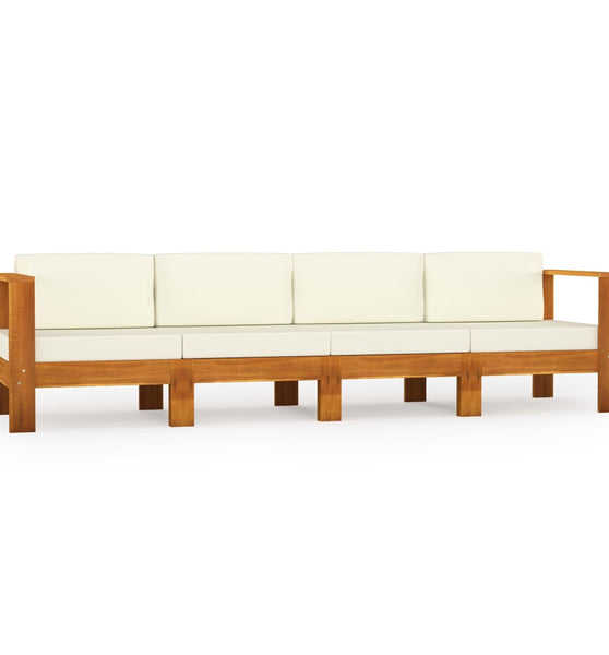 4-Sitzer-Gartensofa mit Cremeweißen Auflagen Massivholz Akazie