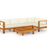 6-tlg. Garten-Lounge-Set mit Creme Auflagen Massivholz Akazie