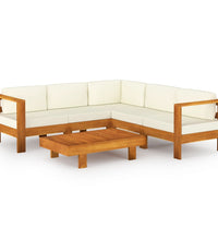 6-tlg. Garten-Lounge-Set mit Creme Auflagen Massivholz Akazie