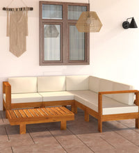 6-tlg. Garten-Lounge-Set mit Creme Auflagen Massivholz Akazie