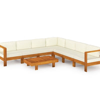 8-tlg. Garten-Lounge-Set mit Creme Auflagen Massivholz Akazie