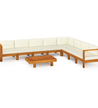 9-tlg. Garten-Lounge-Set mit Creme Auflagen Massivholz Akazie