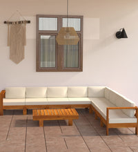 9-tlg. Garten-Lounge-Set mit Creme Auflagen Massivholz Akazie