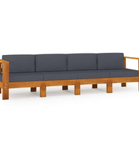 4-Sitzer-Gartensofa mit Dunkelgrauen Auflagen Massivholz Akazie