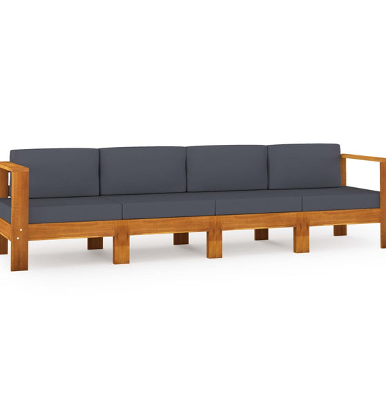 4-Sitzer-Gartensofa mit Dunkelgrauen Auflagen Massivholz Akazie