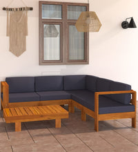 6-tlg. Garten-Lounge-Set mit Dunkelgrauen Auflagen Akazienholz