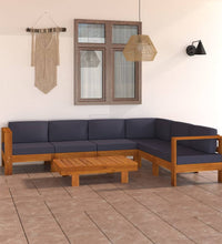 7-tlg. Garten-Lounge-Set mit Dunkelgrauen Auflagen Akazienholz