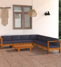 8-tlg. Garten-Lounge-Set mit Dunkelgrauen Auflagen Akazienholz