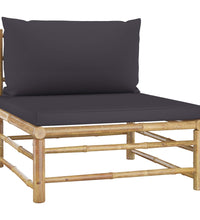 4-tlg. Garten-Lounge-Set mit Dunkelgrauen Kissen Bambus