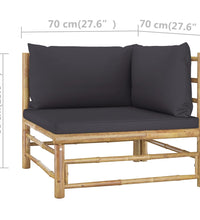 2-tlg. Garten-Lounge-Set mit Dunkelgrauen Kissen Bambus