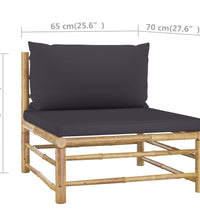 4-tlg. Garten-Lounge-Set mit Dunkelgrauen Kissen Bambus