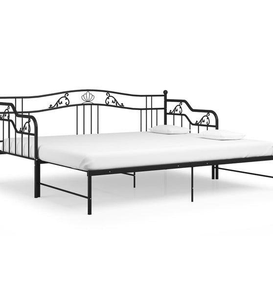 Ausziehsofa Bettgestell Schwarz Metall 90x200 cm