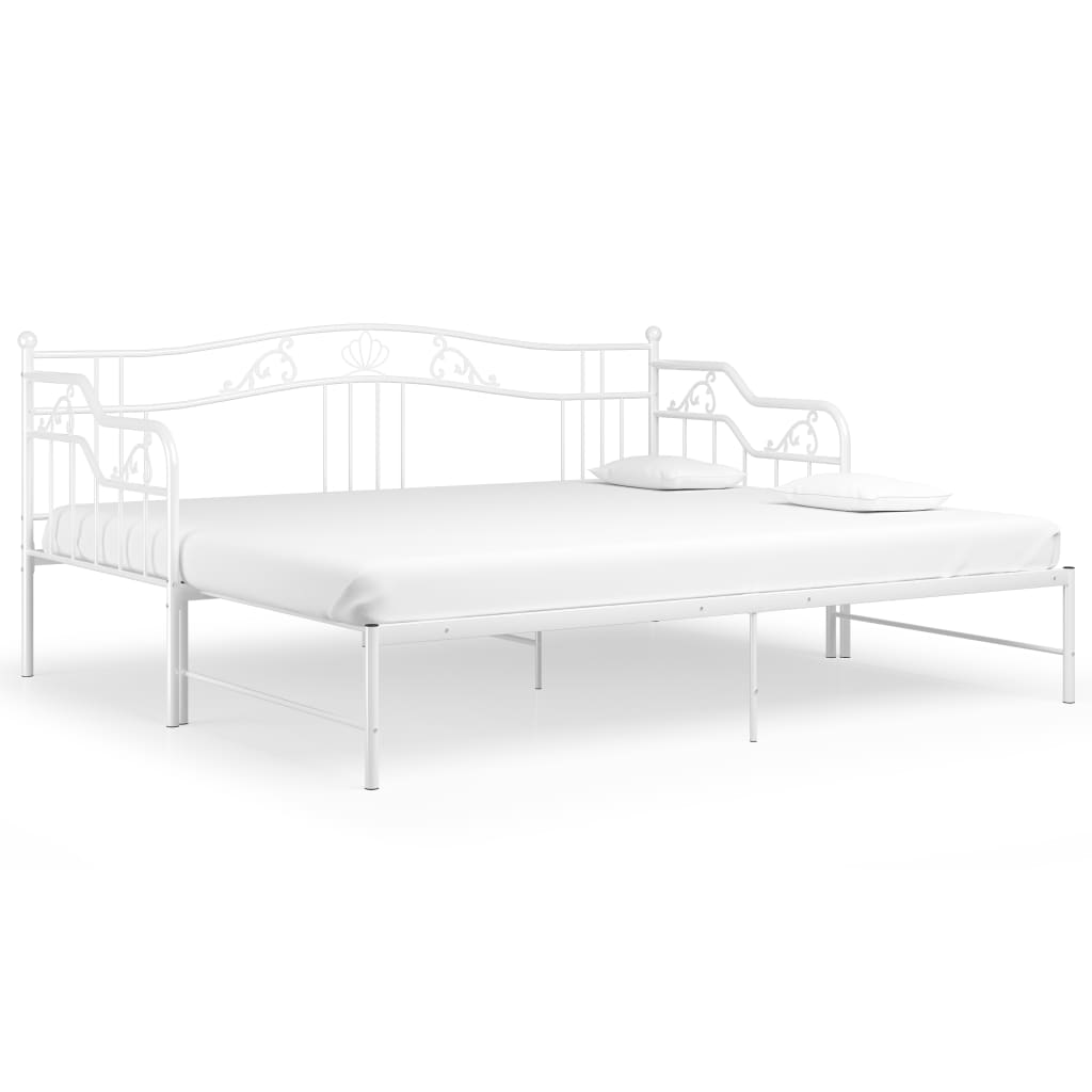 Ausziehsofa Bettgestell Weiß Metall 90x200 cm