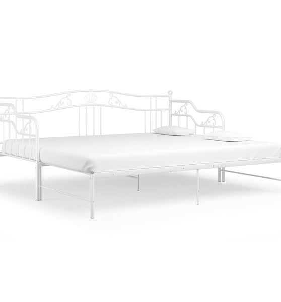 Ausziehsofa Bettgestell Weiß Metall 90x200 cm