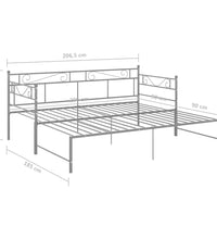 Tagesbett Ausziehbar Grau Metall 90x200 cm