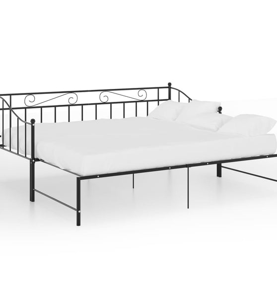 Ausziehsofa Bettgestell Schwarz Metall 90x200 cm