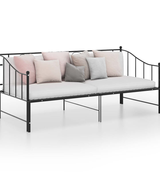 Ausziehsofa Bettgestell Schwarz Metall 90x200 cm