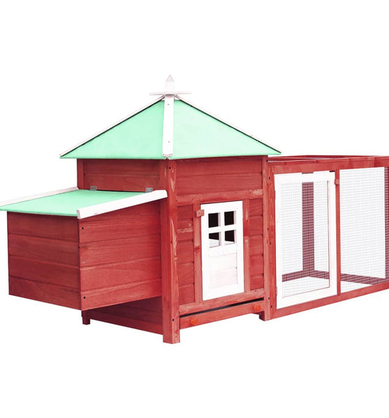 Hühnerstall mit Hühnernest Rot 190x72x102 cm Tanne Massivholz