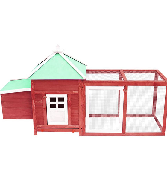 Hühnerstall mit Hühnernest Rot 190x72x102 cm Tanne Massivholz