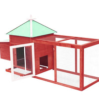 Hühnerstall mit Hühnernest Rot 190x72x102 cm Tanne Massivholz