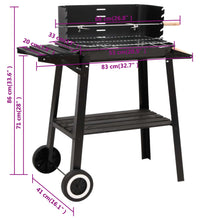 Holzkohlegrill mit Rädern Schwarz Stahl