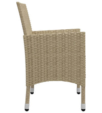 3-tlg. Garten-Essgruppe Beige Poly Rattan und Glas