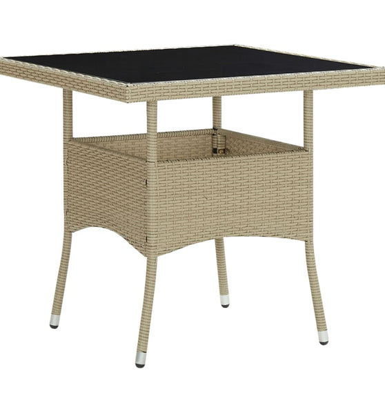 3-tlg. Garten-Essgruppe Beige Poly Rattan und Glas