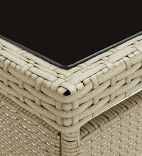 3-tlg. Garten-Essgruppe Beige Poly Rattan und Glas