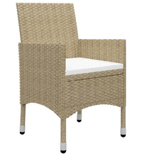 3-tlg. Garten-Essgruppe Beige Poly Rattan und Glas