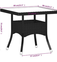 5-tlg. Garten-Essgruppe Poly Rattan und Hartglas Schwarz