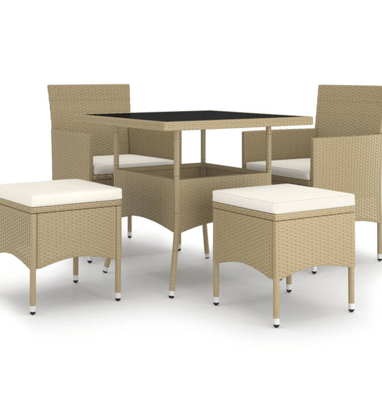 5-tlg. Garten-Essgruppe Poly Rattan Beige