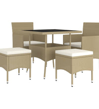 5-tlg. Garten-Essgruppe Poly Rattan Beige