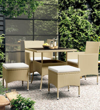 5-tlg. Garten-Essgruppe Poly Rattan Beige