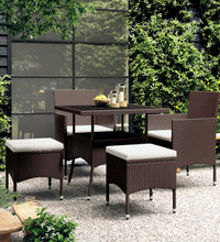 5-tlg. Garten-Essgruppe Poly Rattan Braun