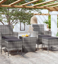 5-tlg. Garten-Bistro-Set Poly Rattan und Hartglas Grau