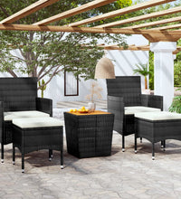 5-tlg. Garten-Bistro-Set Poly Rattan Massivholz Akazie Schwarz