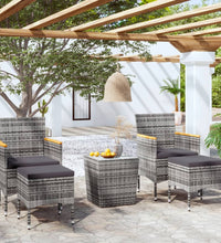 5-tlg. Garten-Bistro-Set Poly Rattan und Hartglas Grau