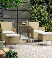 5-tlg. Garten-Bistro-Set Poly Rattan und Hartglas Beige