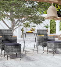 5-tlg. Garten-Bistro-Set Poly Rattan und Hartglas Grau