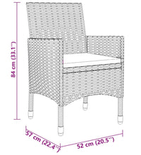 3-tlg. Garten-Essgruppe Poly Rattan Schwarz