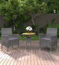 3-tlg. Garten-Essgruppe Poly Rattan Grau