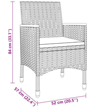 3-tlg. Garten-Essgruppe Poly Rattan Schwarz