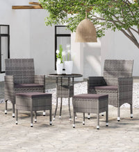 5-tlg. Garten-Lounge-Set Poly Rattan Grau